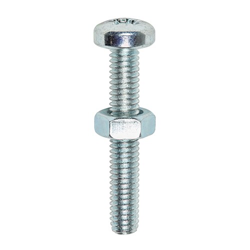 Timco Machine Screws Pan & Hex Nuts Pozi - Zinc