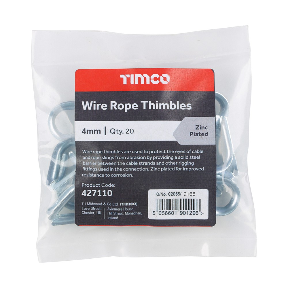 Timco Wire Rope Thimbles - Zinc
