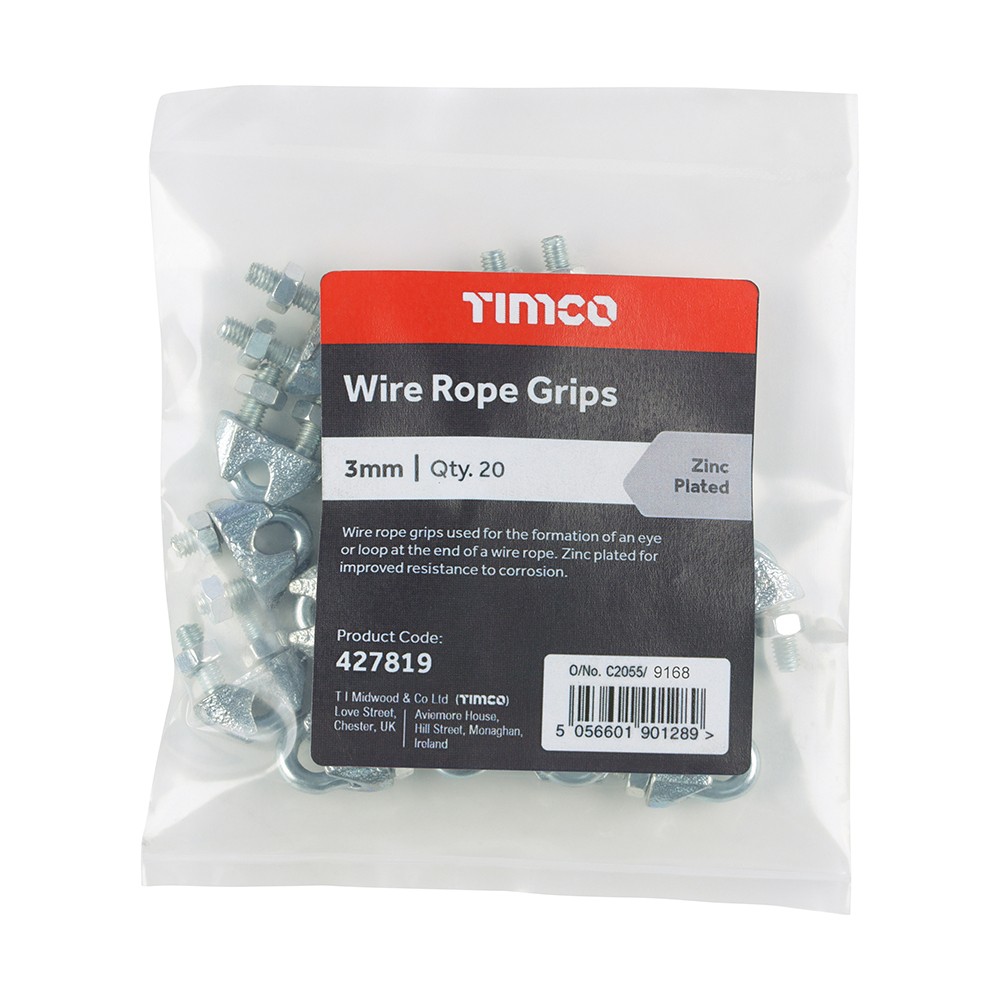 Timco Wire Rope Grips - Zinc