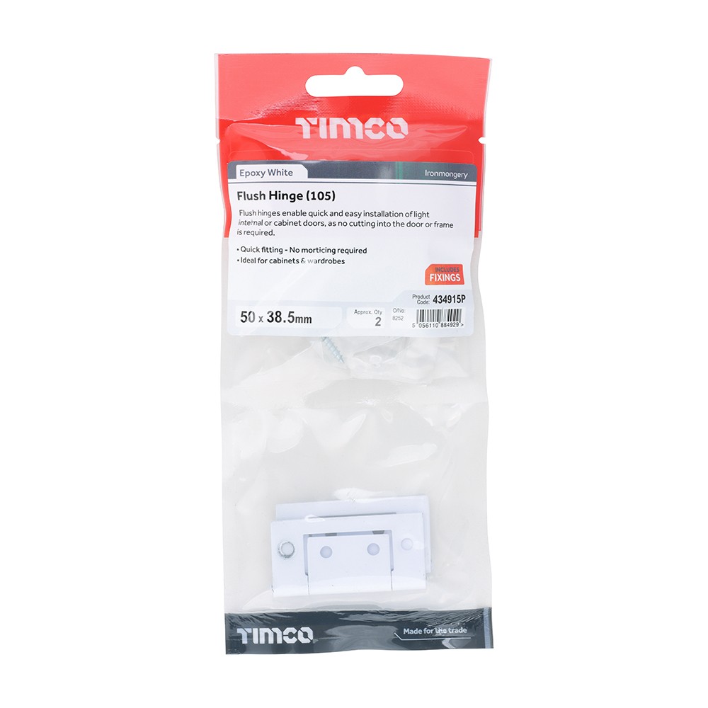 Timco Flush Hinge (105) - White