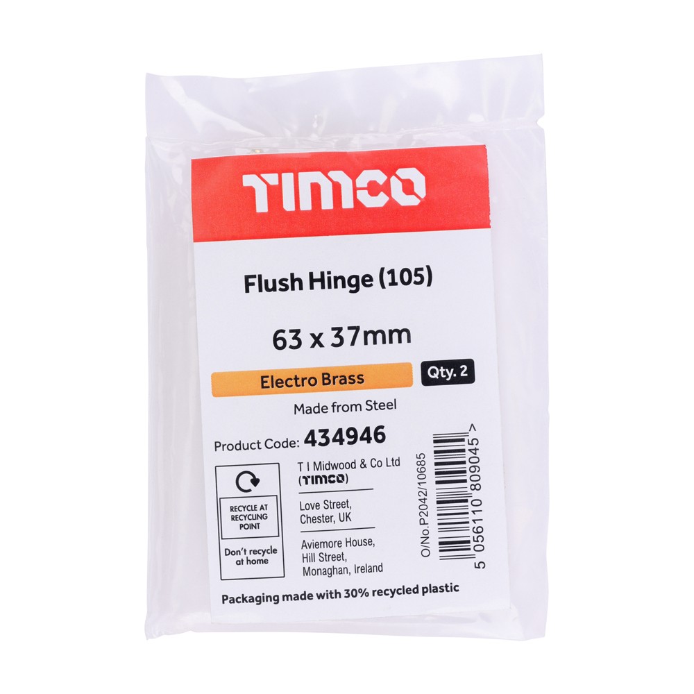 Timco Flush Hinge (105) - Electro Brass