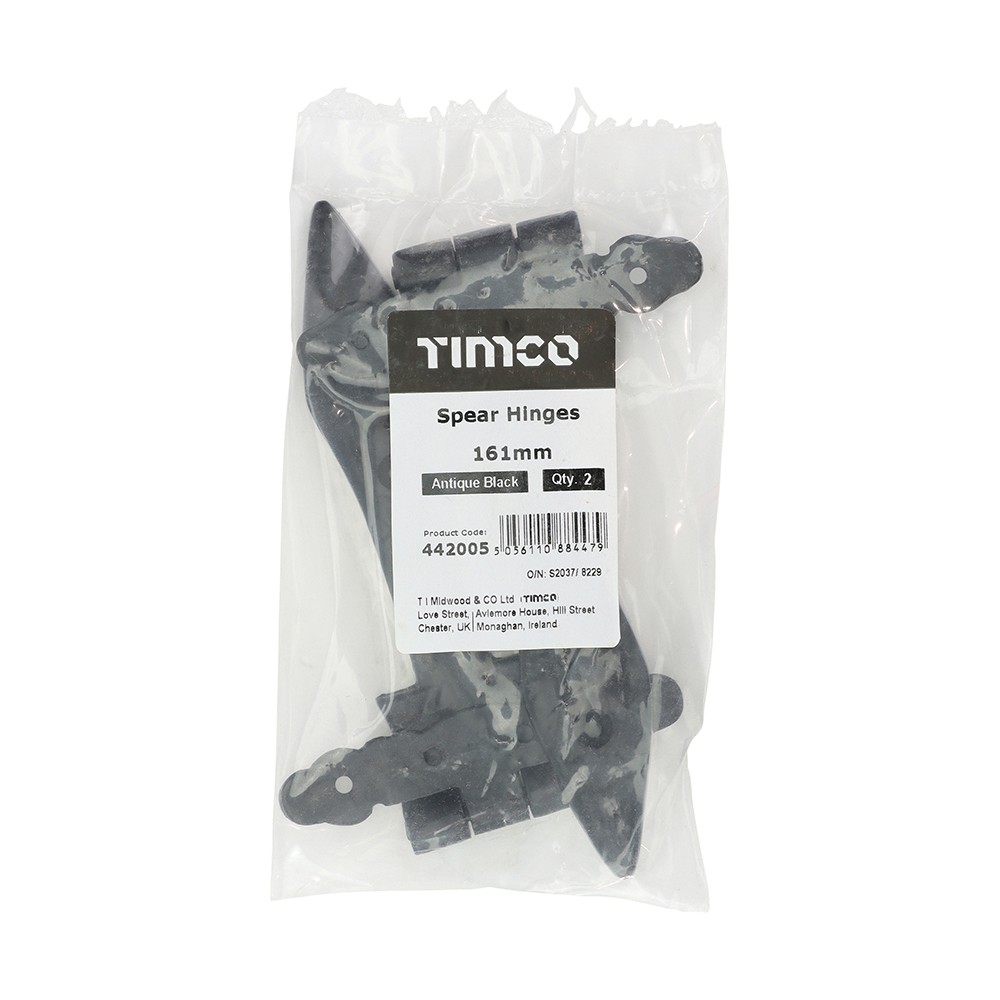 Timco Pair of Spear Hinges - Antique Black