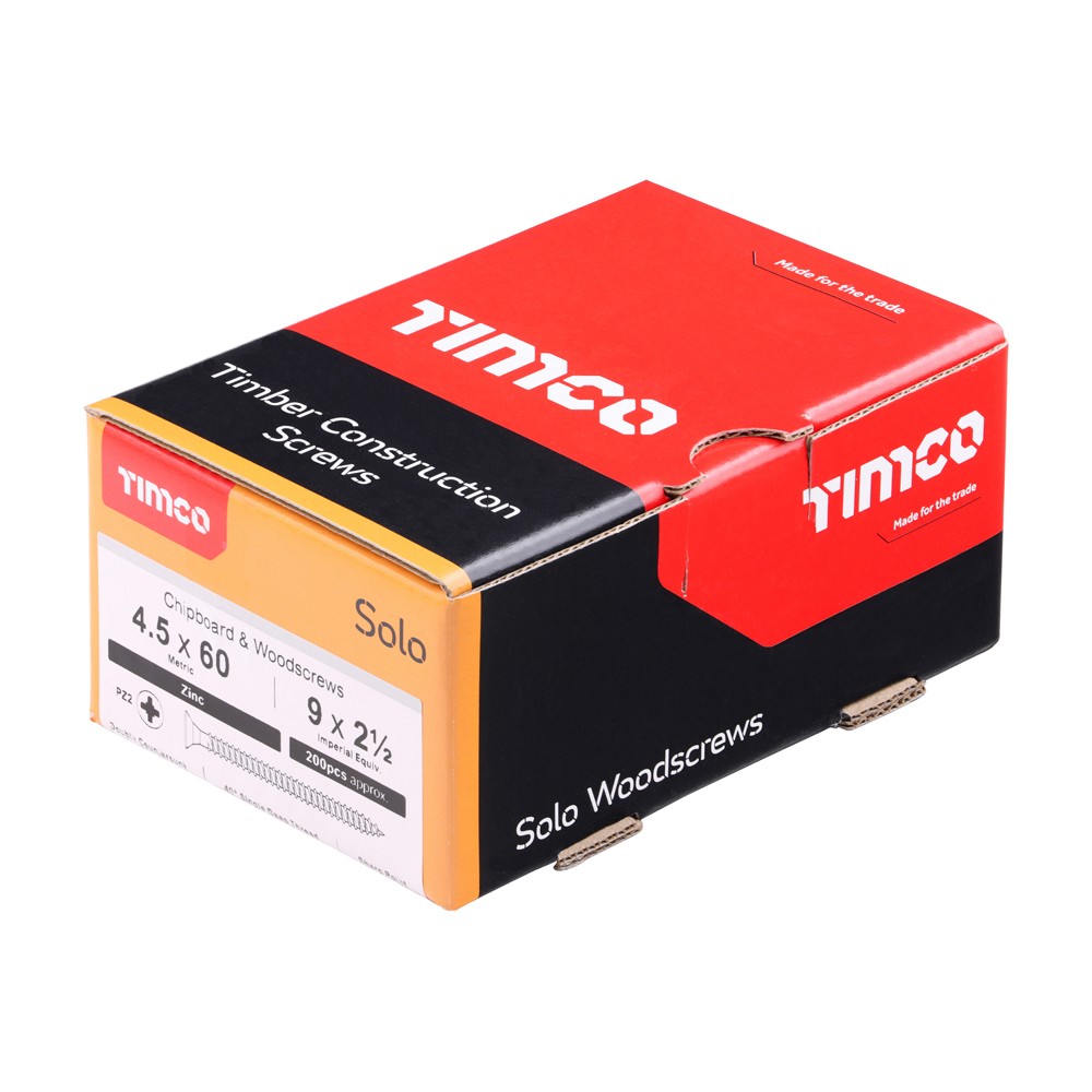 Timco Solo Chipboard & Woodscrews 4.5mm Double Countersunk Pozi - Zinc