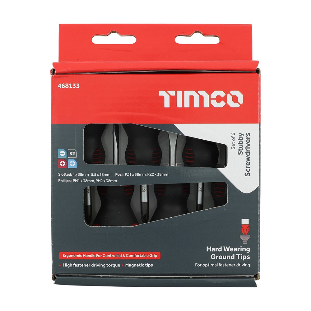 Timco Stubby Screwdriver Set 6pc