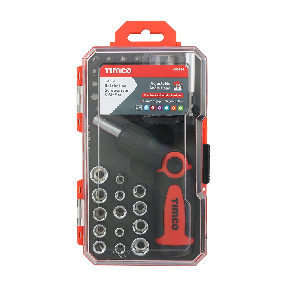 Timco Ratcheting Screwdriver Bit Set 46pc