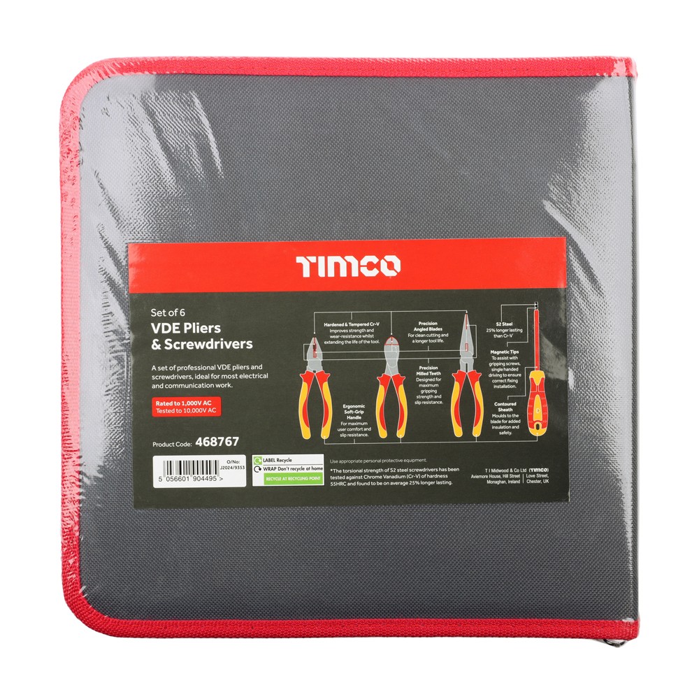 Timco VDE Pliers & Screwdriver Set 6pc