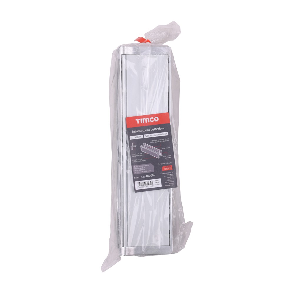 Timco Intumescent Letterbox - Satin Anodised Aluminium - Silver Frame