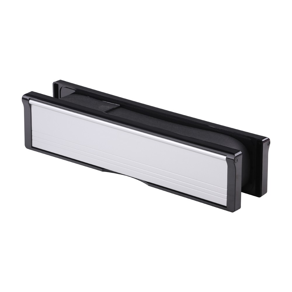 Timco Intumescent Letterbox - Satin Anodised Aluminium - Black Frame