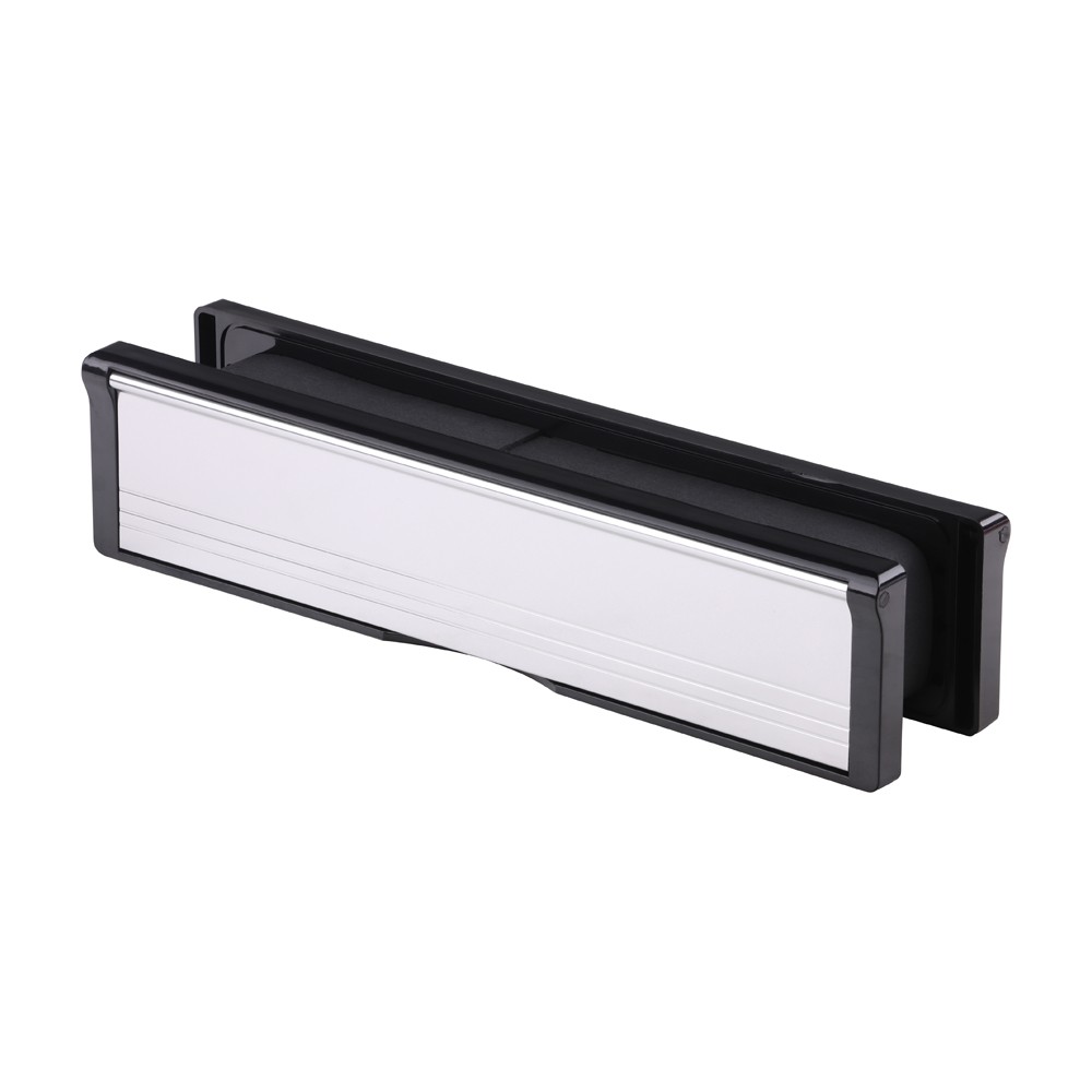 Timco Intumescent Letterbox - Polished Silver - Black Frame