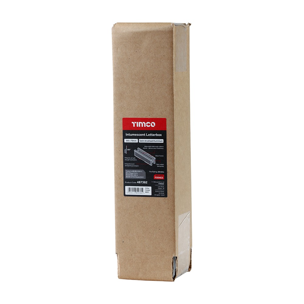 Timco Intumescent Letterbox - Satin Anodised Aluminium - Silver Frame