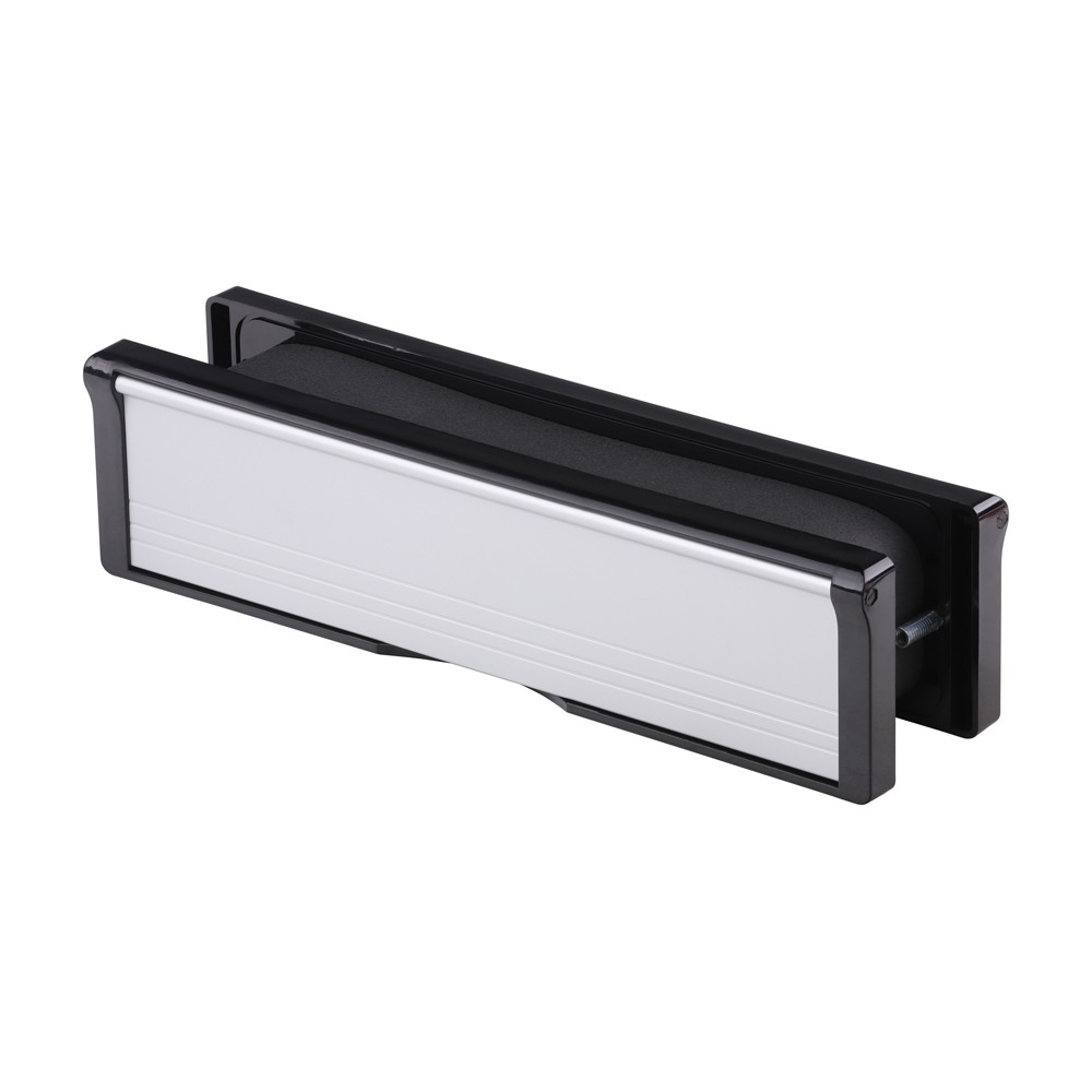 Timco Intumescent Letterbox - Satin Anodised Aluminium - Black Frame