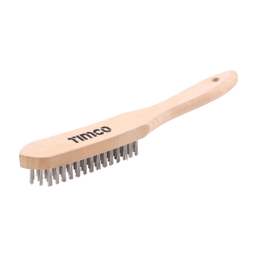 Timco Wooden Handle Scratch Brush 4 Rows - Steel