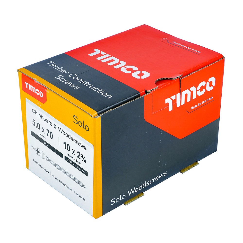 Timco Solo Chipboard & Woodscrews 5mm Double Countersunk Pozi - Zinc