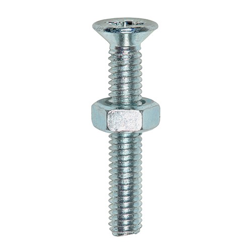 Timco Machine Screws Countersunk & Hex Nuts Pozi - Zinc