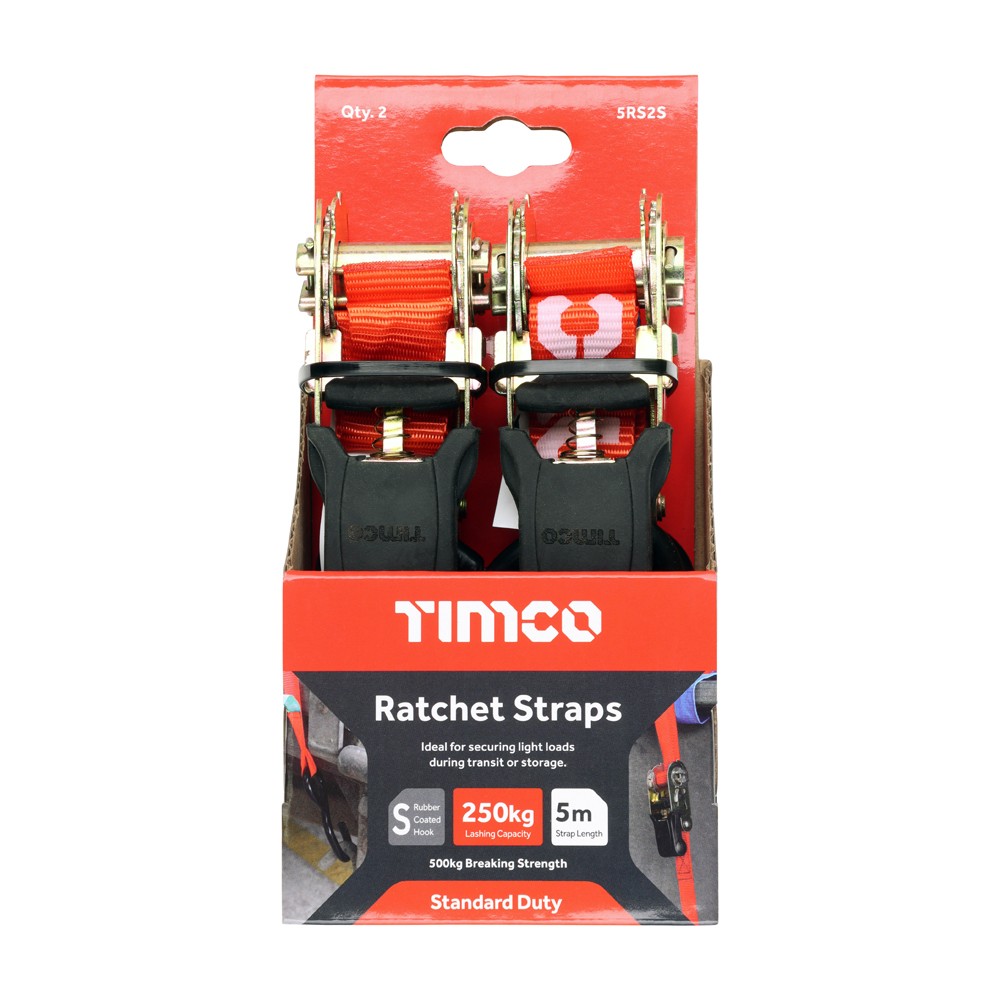 Timco Ratchet Straps - S Hook - Standard Duty