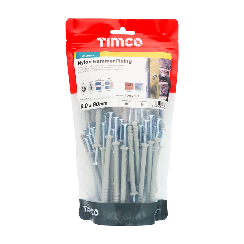 Timco Nylon Hammer Fixings - PZ - Zinc