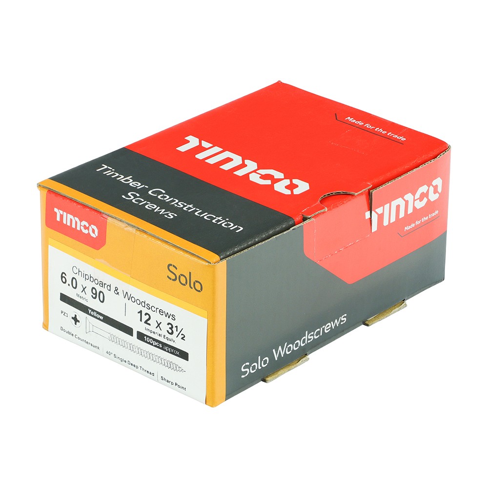 Timco Solo Chipboard & Woodscrews 6mm Double Countersunk Pozi - Yellow