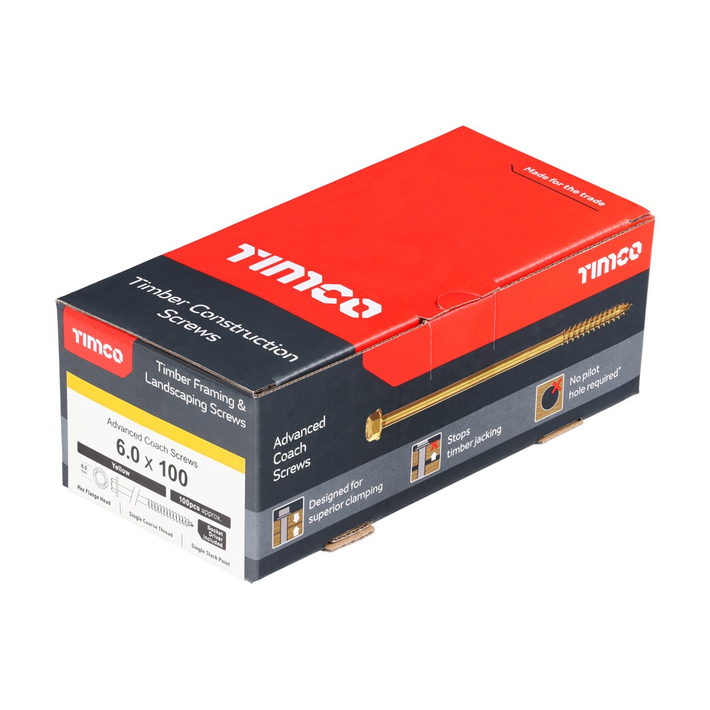 Timco Advanced Coach Screws Hex Flange - Yellow