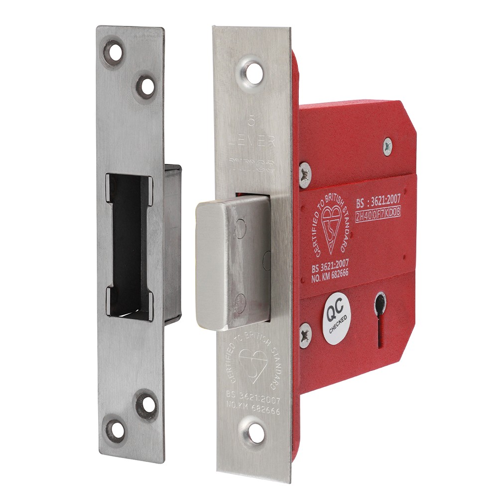 Timco 5 Lever British Standard Deadlock - Stainless Steel - Satin