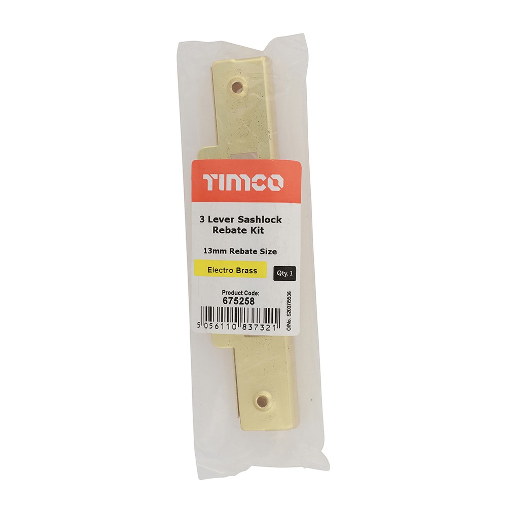 Timco 3 Lever Sashlock Rebate Kit 13mm - Electro Brass