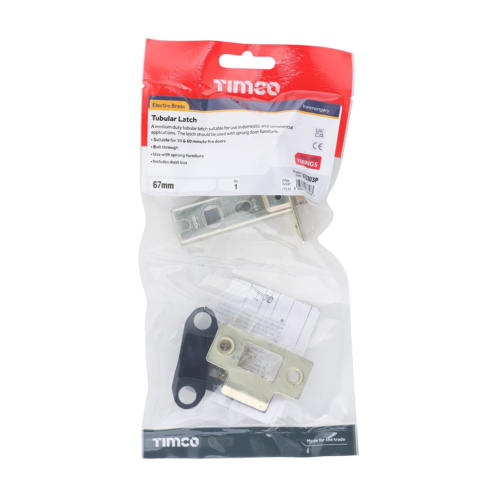 Timco Tubular Latch - Electro Brass