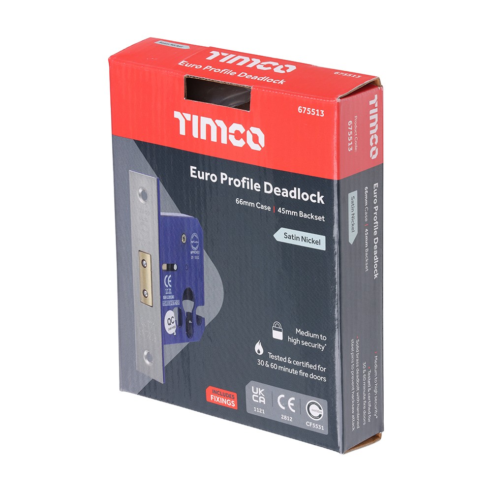 Timco Euro Deadlock - Satin Nickel