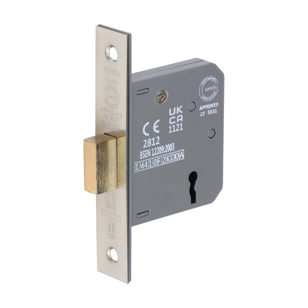 Timco 3 Lever Deadlock - Satin Nickel