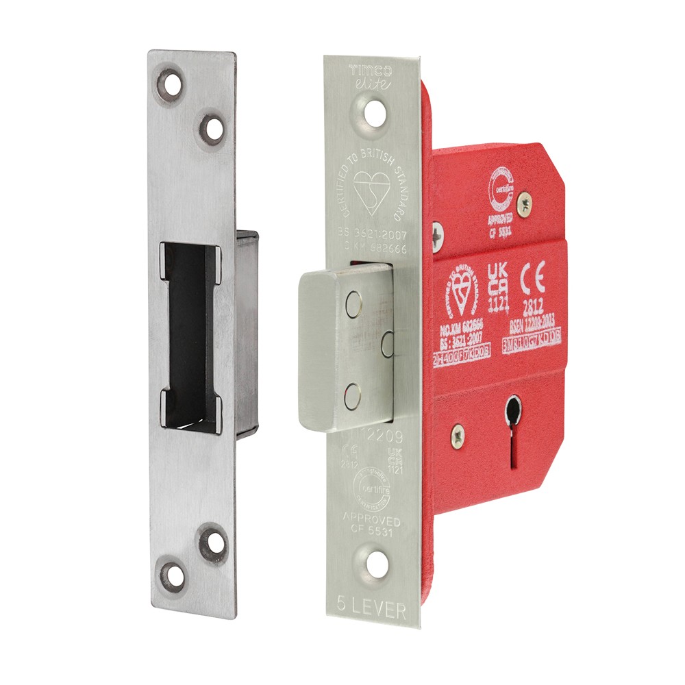 Timco 5 Lever British Standard CE Deadlock - Stainless Steel - Satin