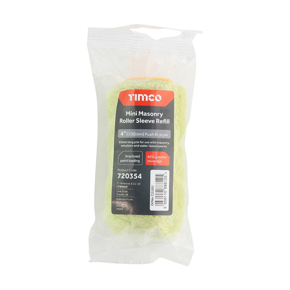 Timco Mini Masonry Roller Sleeve Refill 12mm