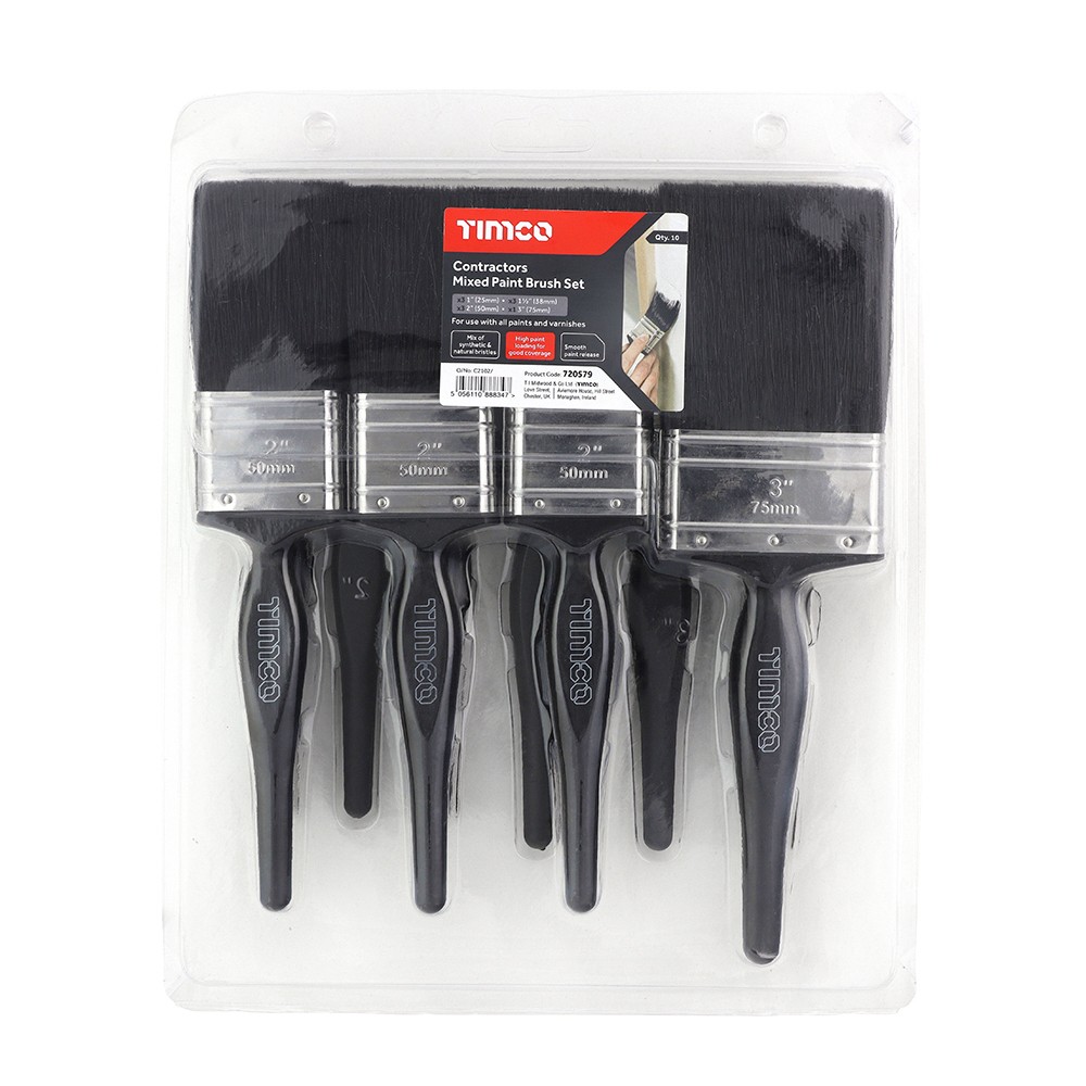 Timco Contractors Mixed Paint Brush Set 10pc