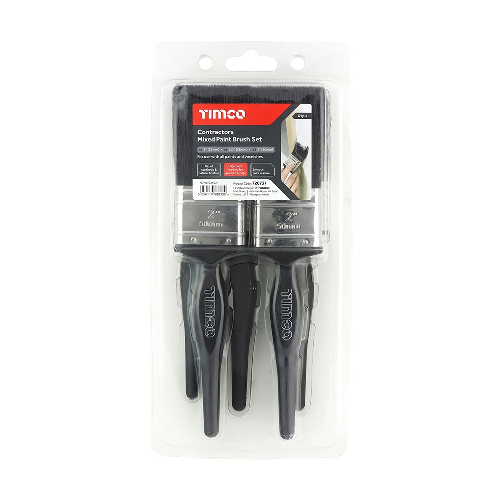Timco Contractors Mixed Paint Brush Set 5pc