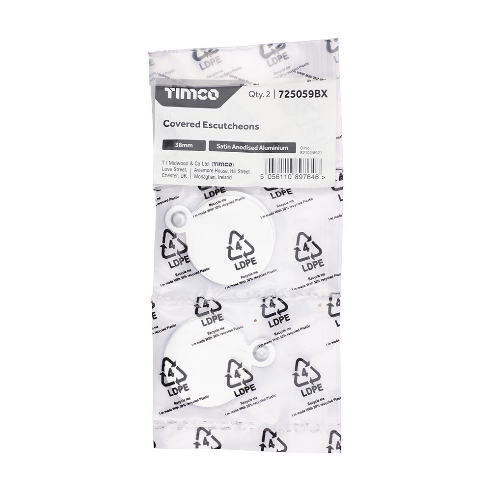 Timco Covered Escutcheon - Satin Anodised Aluminium