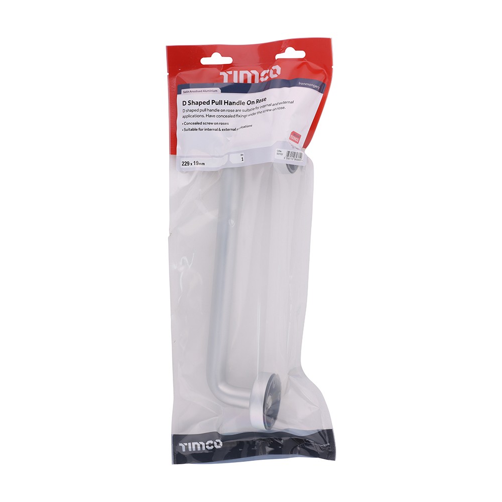 Timco D Shaped Pull Handle On Rose - Satin Anodised Aluminium