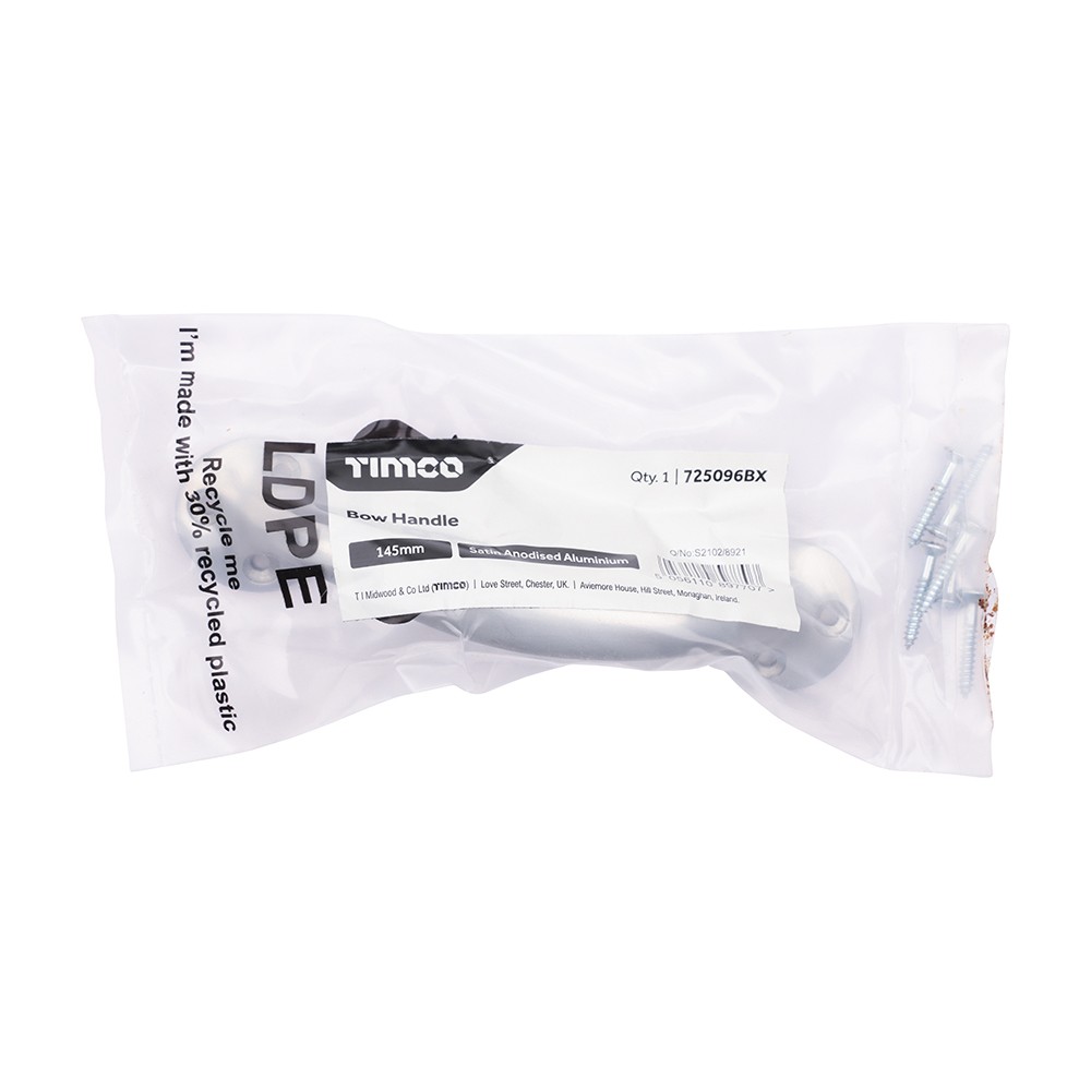 Timco Bow Handle - Satin Anodised Aluminium