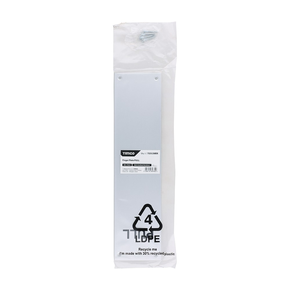 Timco Finger Plate PULL - Satin Anodised Aluminium