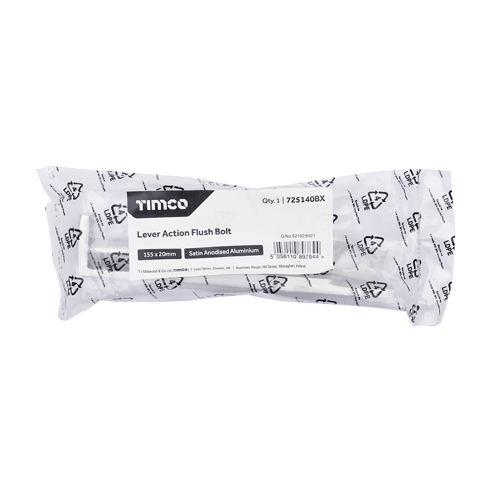 Timco Lever Action Flush Bolt - Satin Anodised Aluminium