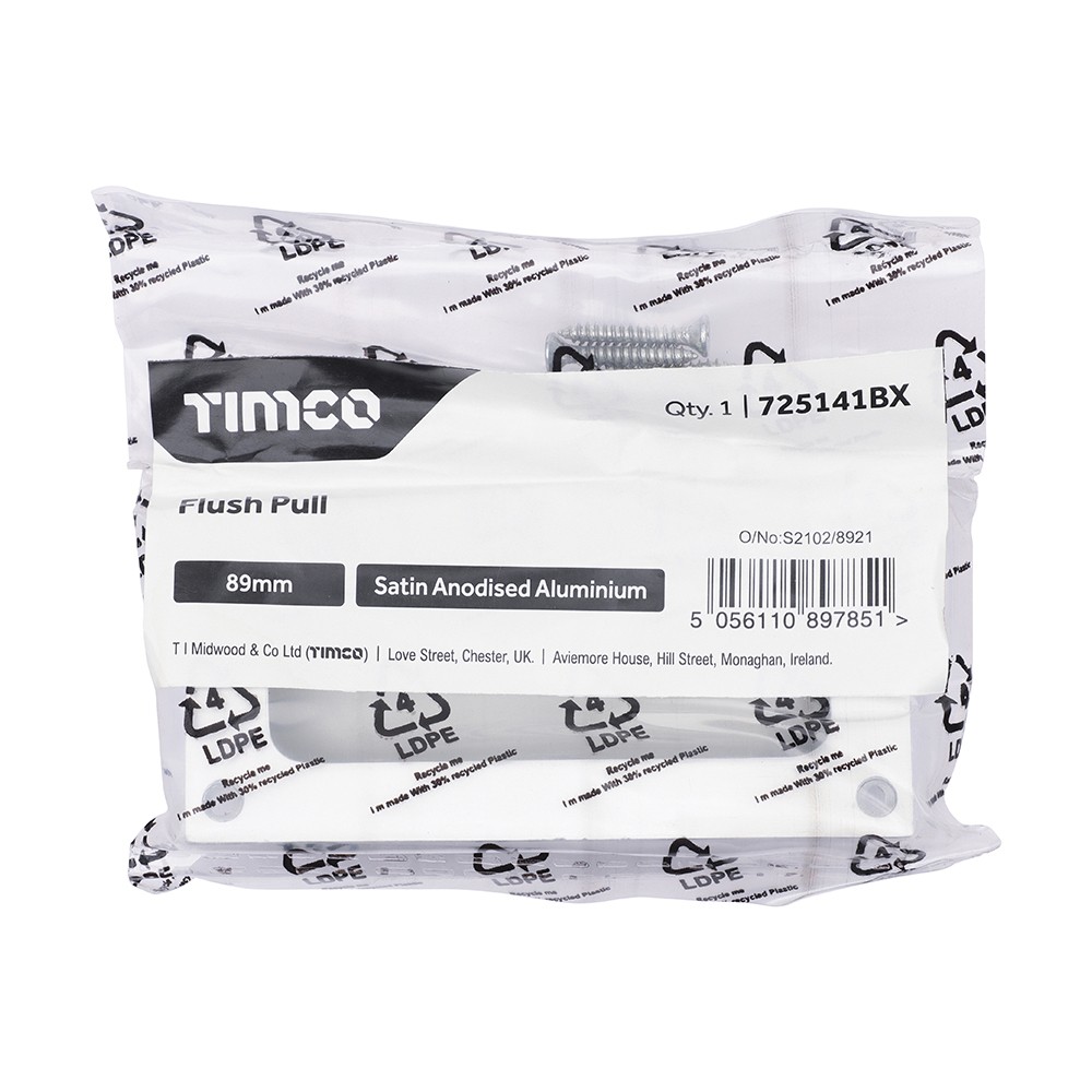Timco Flush Pull - Satin Anodised Aluminium