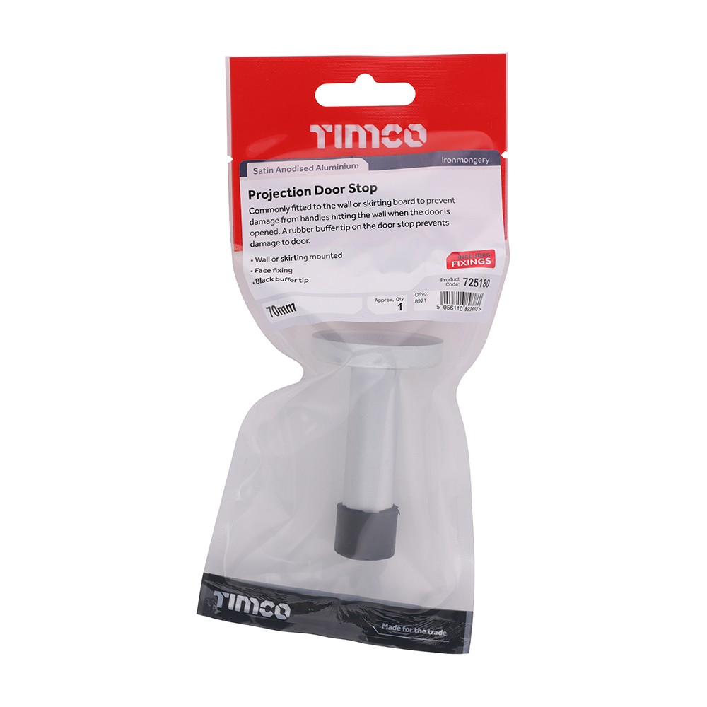 Timco Projection Door Stop - Satin Anodised Aluminium