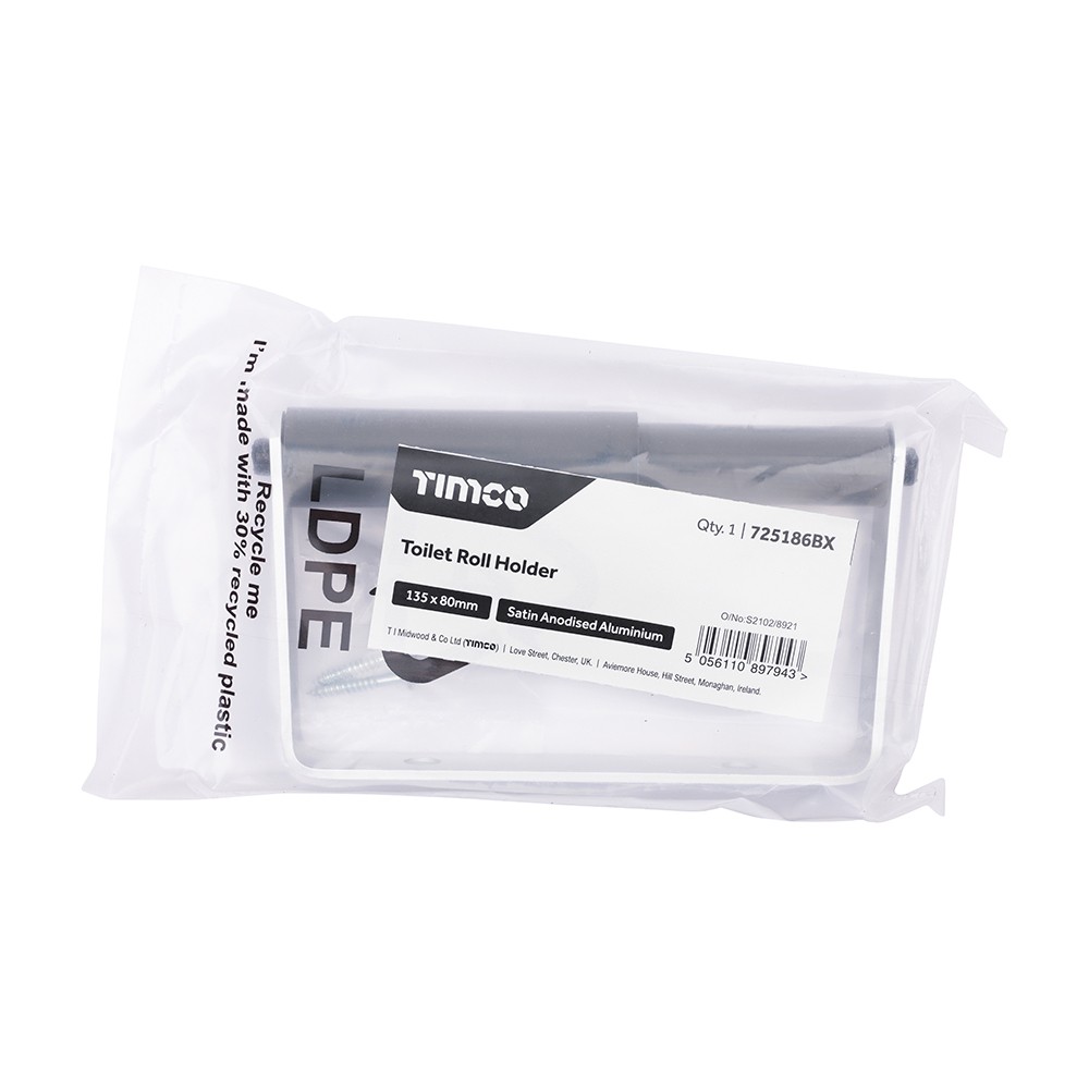 Timco Toilet Roll Holder - Satin Anodised Aluminium