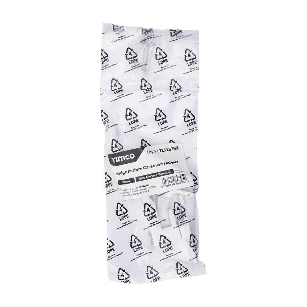 Timco Wedge Pattern Casement Fastener - Satin Anodised Aluminium