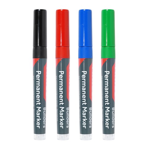 Timco Builders Permanent Markers - Fine Tip - Mixed Colours