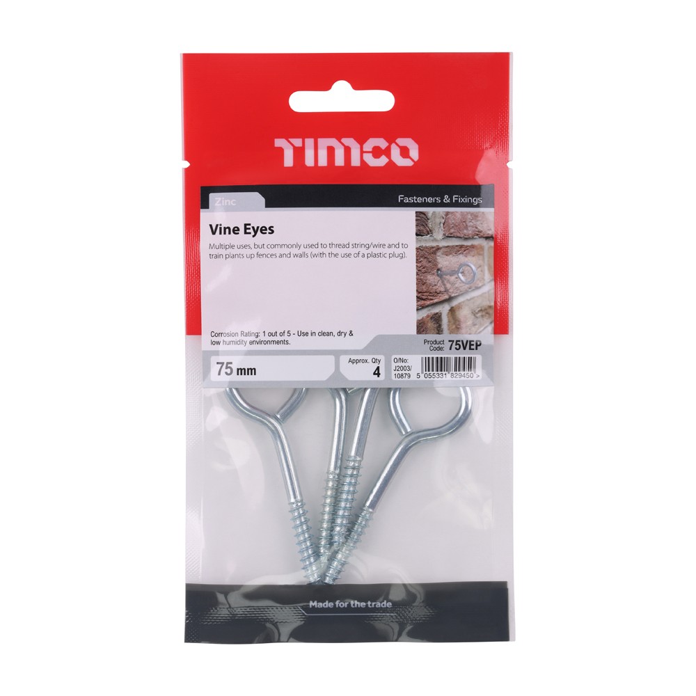 Timco Vine Eyes - Zinc