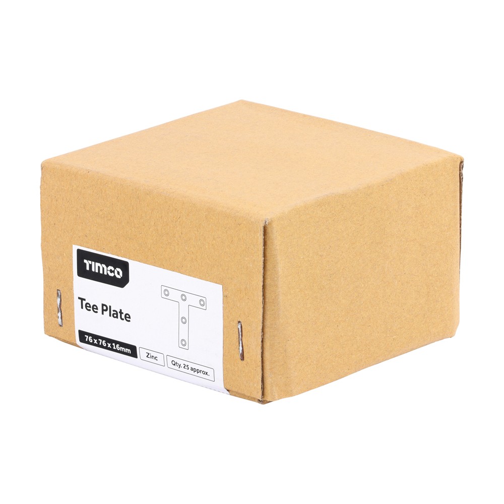 Timco Tee Plates 76 x 76 x 16mm - Zinc