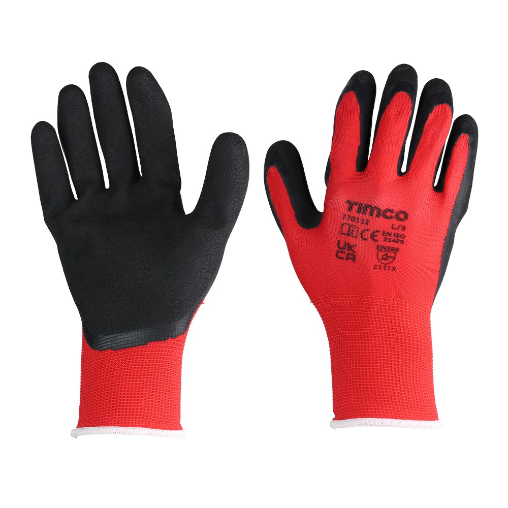 Timco Toughlight Grip Gloves - Sandy Latex Coated Polyester - Multi Pack