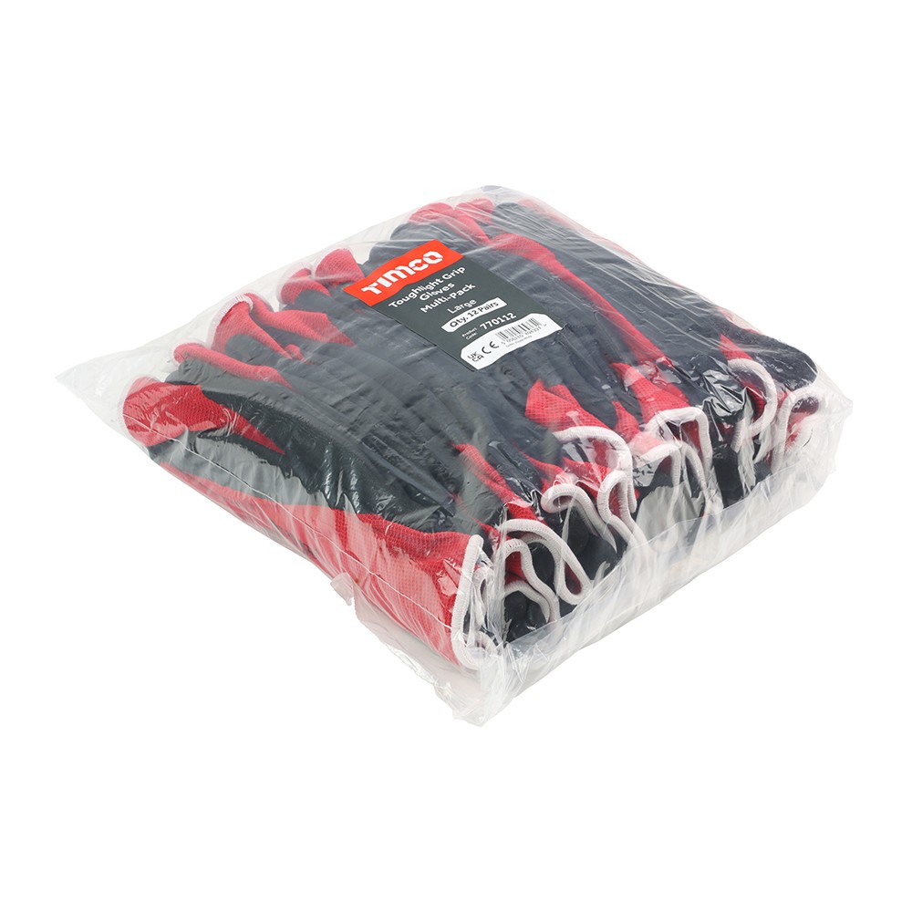Timco Toughlight Grip Gloves - Sandy Latex Coated Polyester - Multi Pack