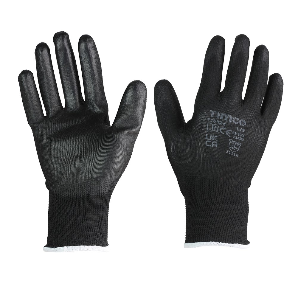 Timco Durable Grip Gloves - PU Coated Polyester - Multi Pack