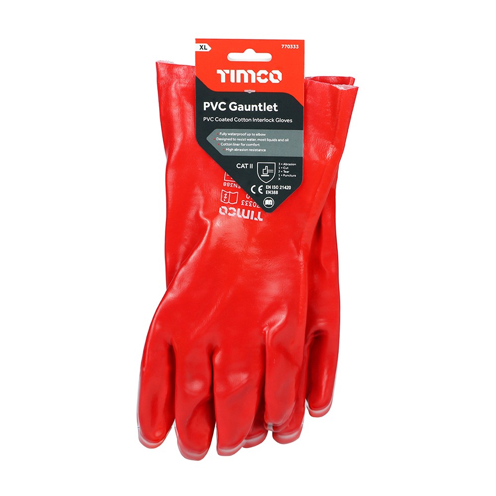 Timco PVC Gauntlets - PVC Coated Cotton Interlock - X Large