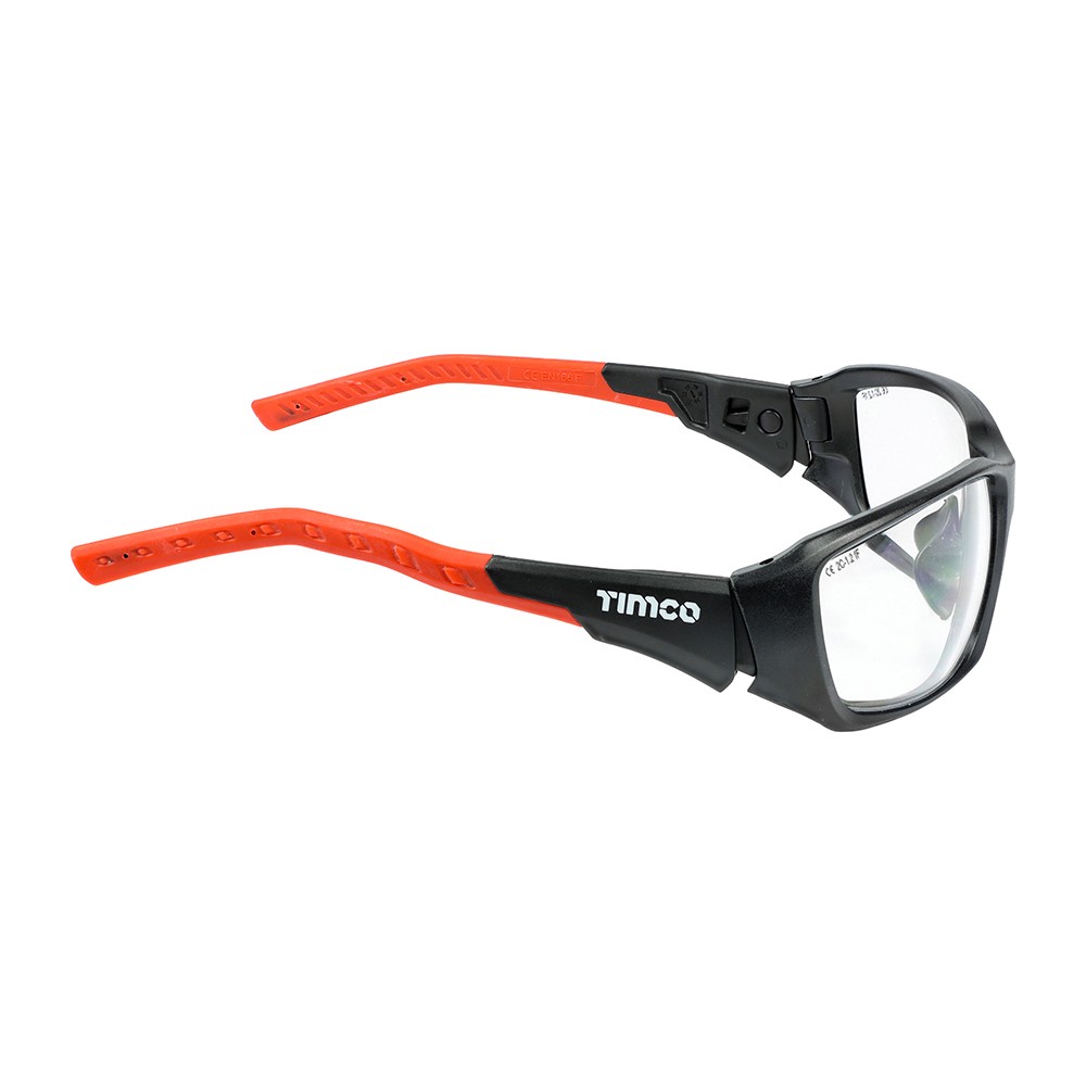Timco Sports Style Safety Glasses - With Adjustable Temples - Clear