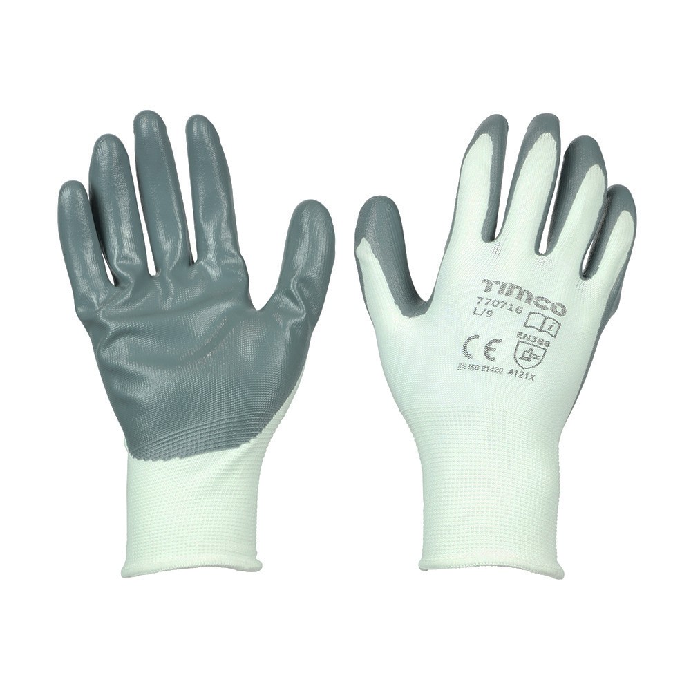 Timco Secure Grip Gloves - Smooth Nitrile Foam Coated Polyester
