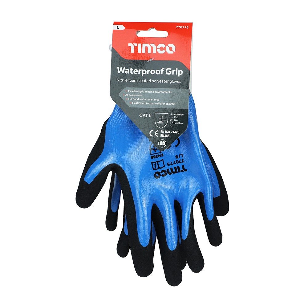 Timco Waterproof Grip Gloves - Sandy Nitrile Foam Coated Polyester